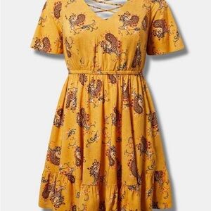 Torrid Challis Flutter Sleeve Lace Back Dress